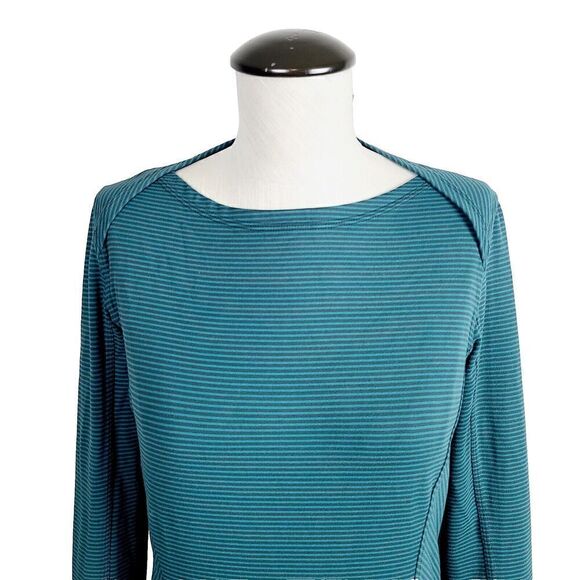 Lululemon Athletica‎ Womens 6 Kanto Catch Me Long Sleeve Striped Green Knit Top - Picture 3 of 7